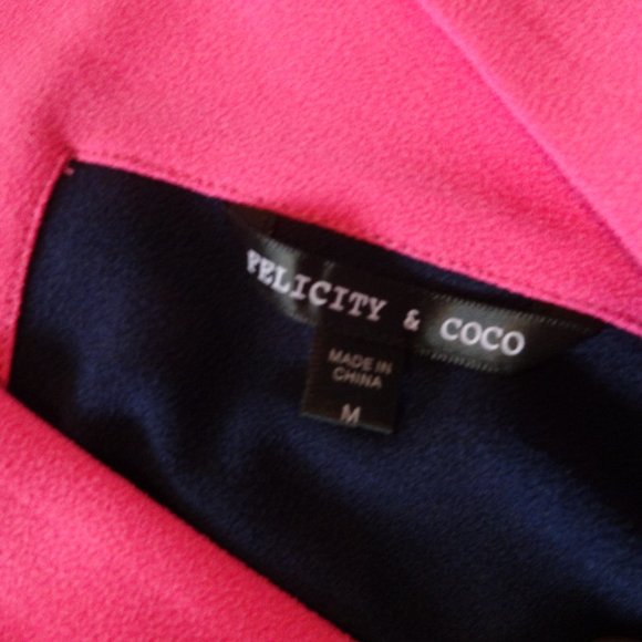Nordstrom FELICITY & COCO hot pink /‎ Navy dress - Picture 3 of 5